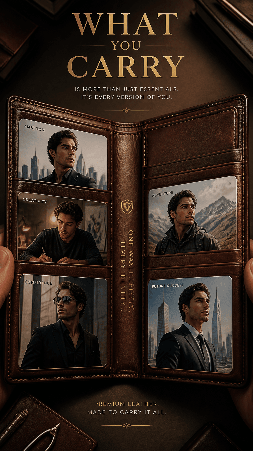 Luxury Leather Wallet with Identity Storytelling Portraits