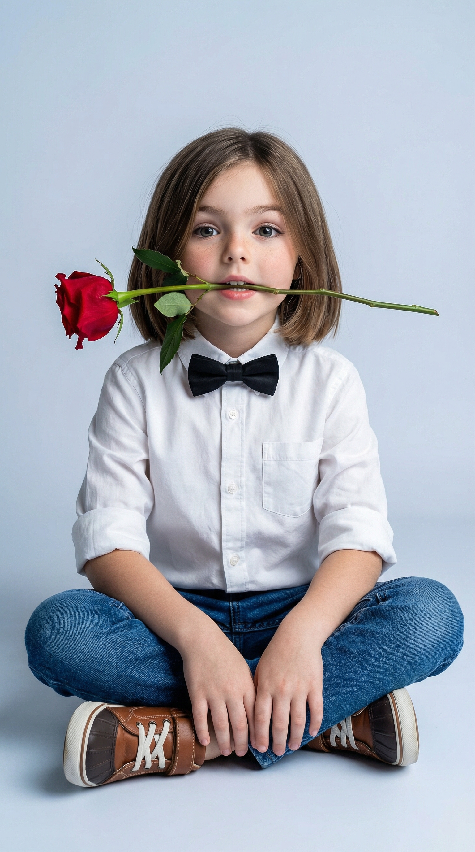 Boy with Rose Portrait Studio | پرامپت تصویر هوش مصنوعی