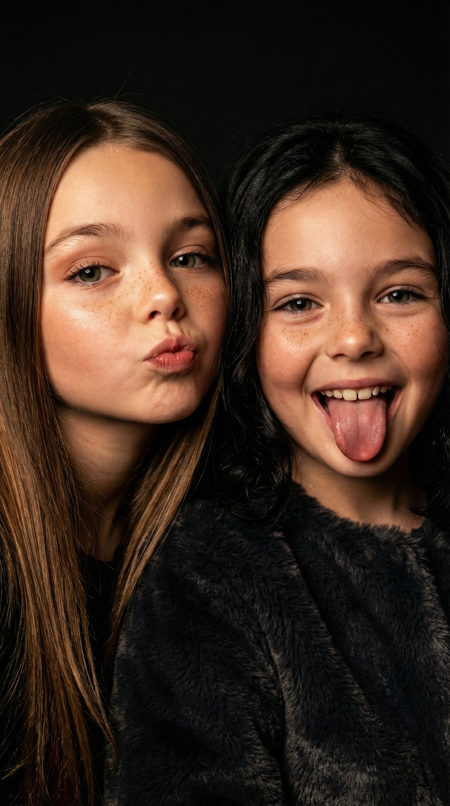 Playful Sisters Night Portrait | پرامپت تصویر هوش مصنوعی