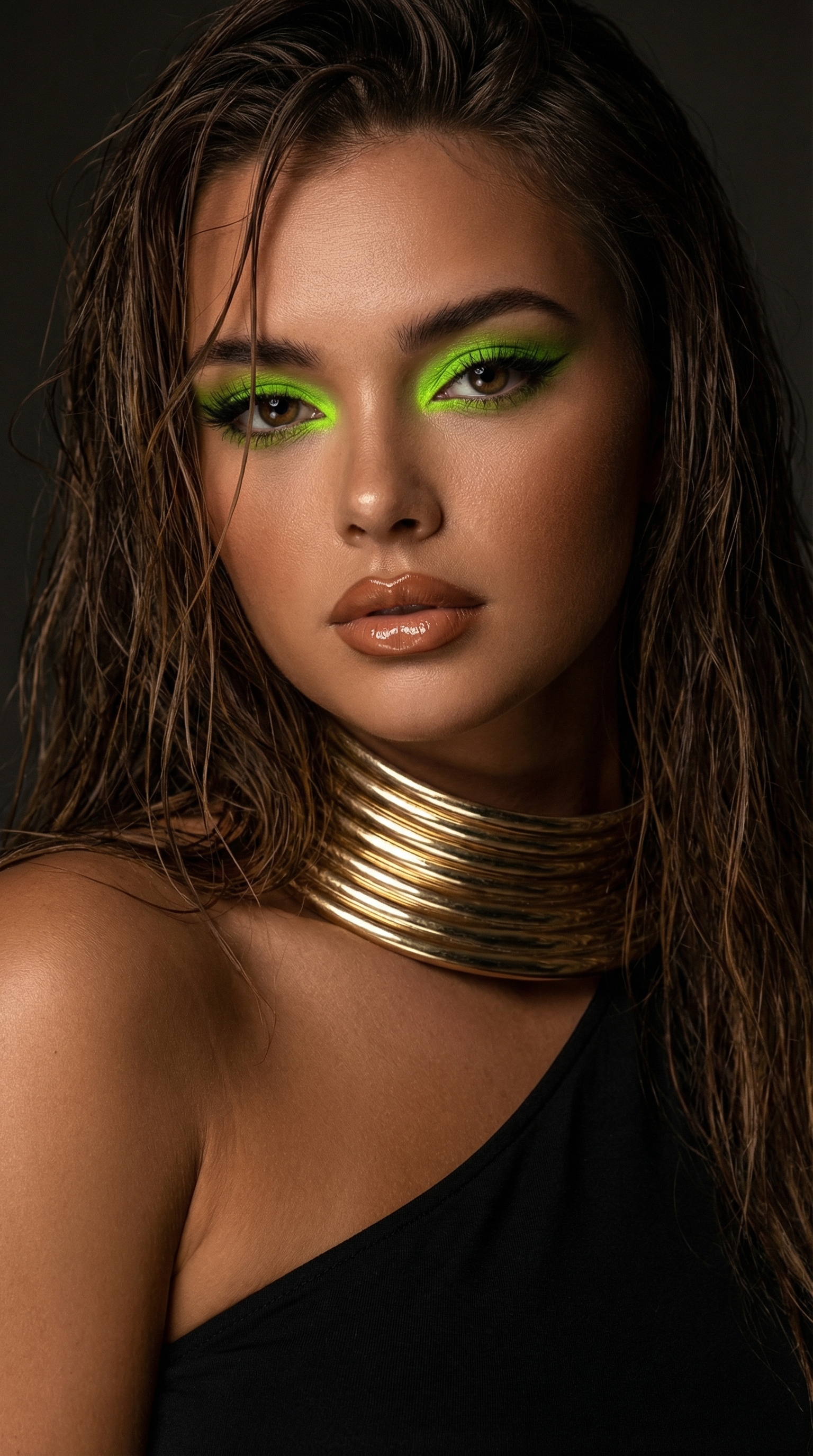 Emerald Gaze Dark Fashion Portrait | پرامپت تصویر هوش مصنوعی