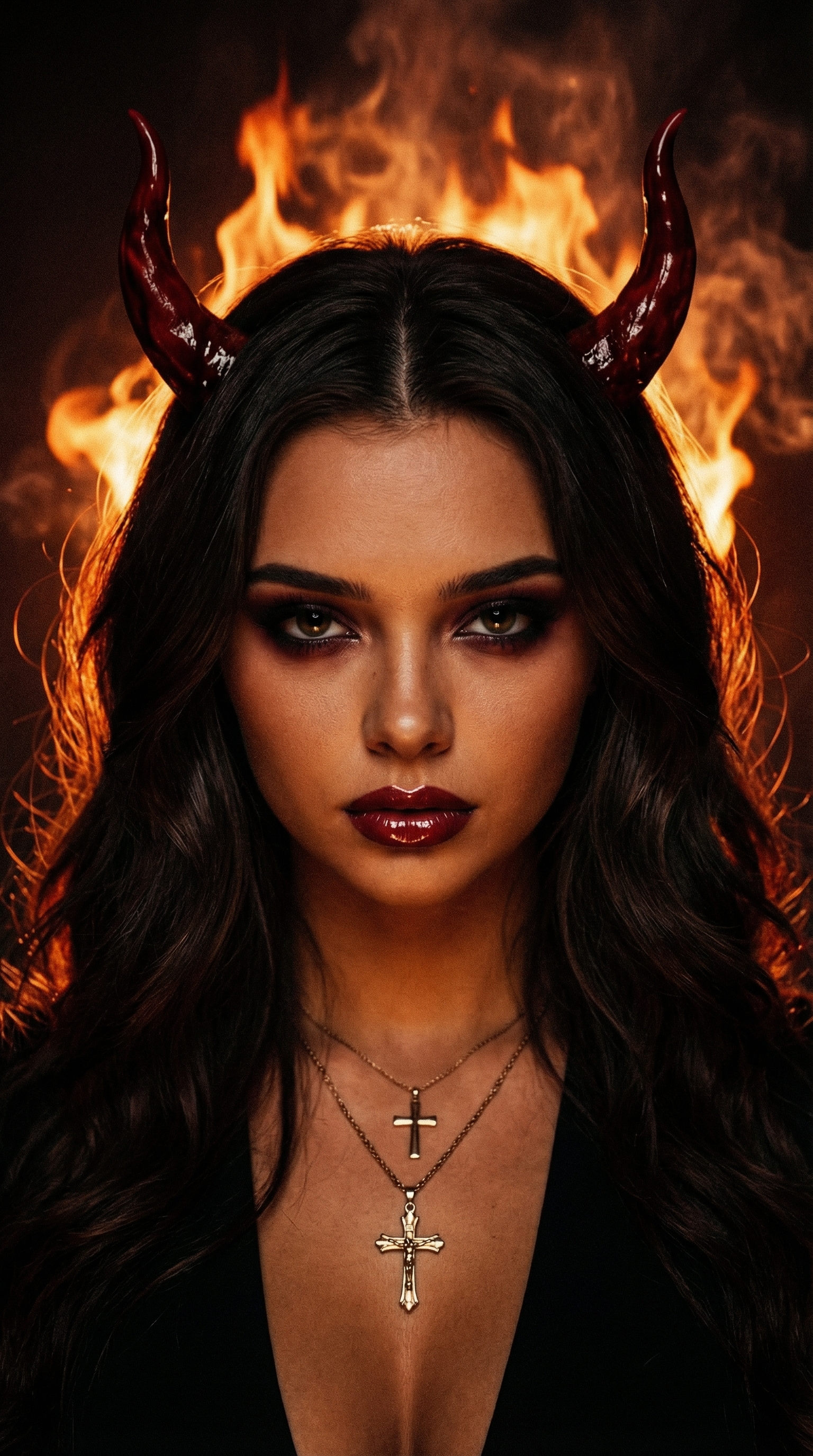 Dark Queen with Burning Halo | پرامپت تصویر هوش مصنوعی