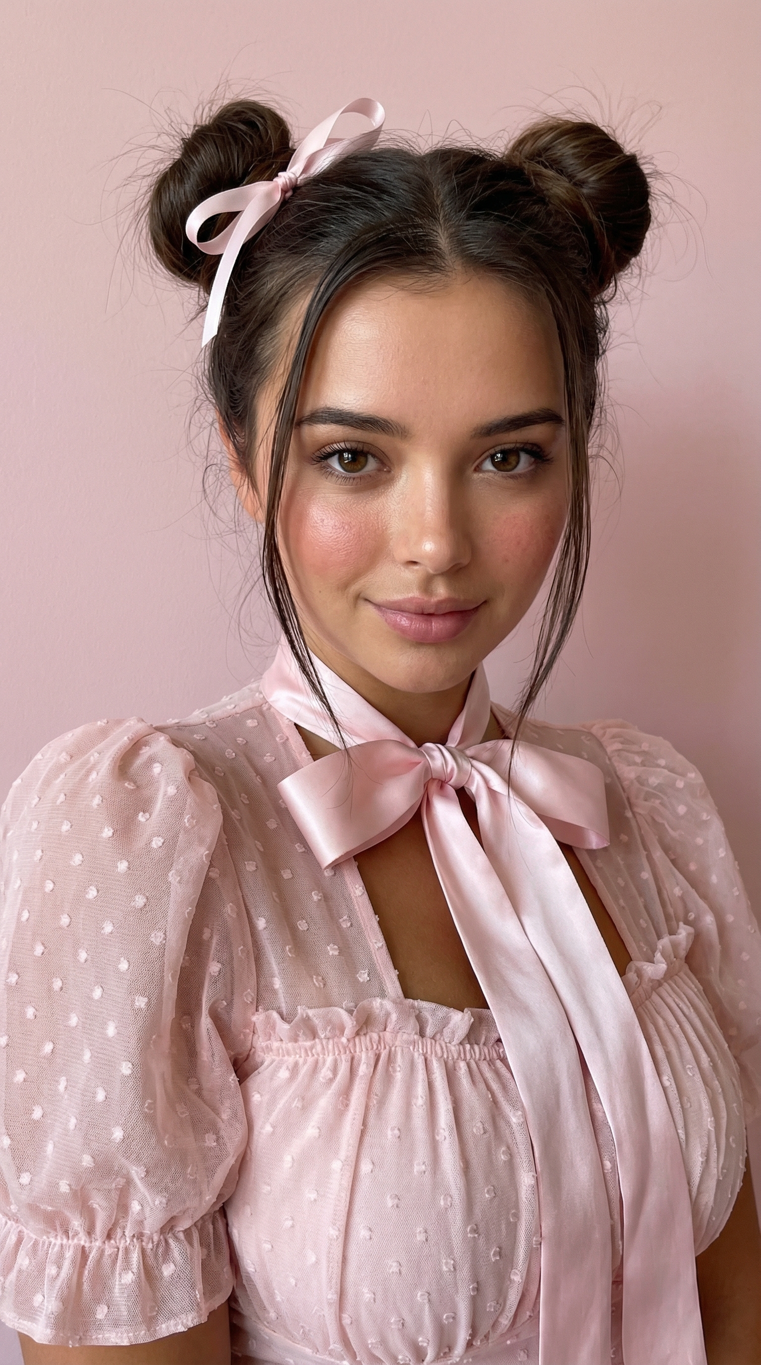 Dreamy Portrait Pink Ribbon Princess | پرامپت تصویر هوش مصنوعی