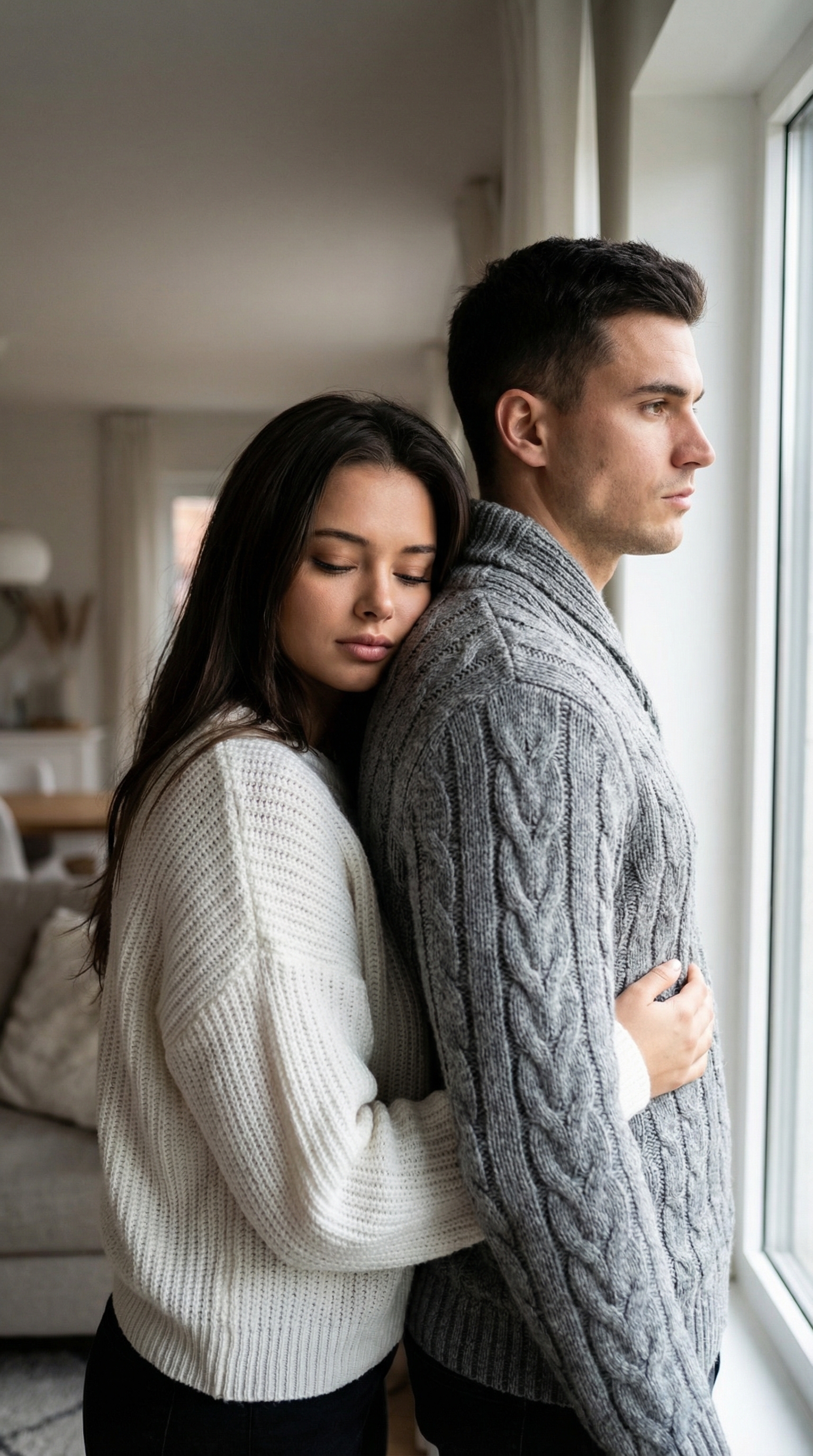Tender Embrace by Window Light | پرامپت تصویر هوش مصنوعی