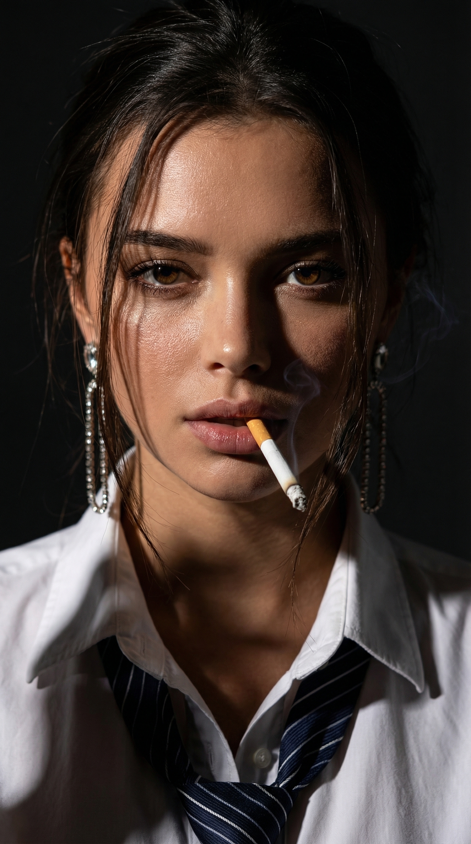 Mysterious Woman with Cigarette Portrait | پرامپت تصویر هوش مصنوعی