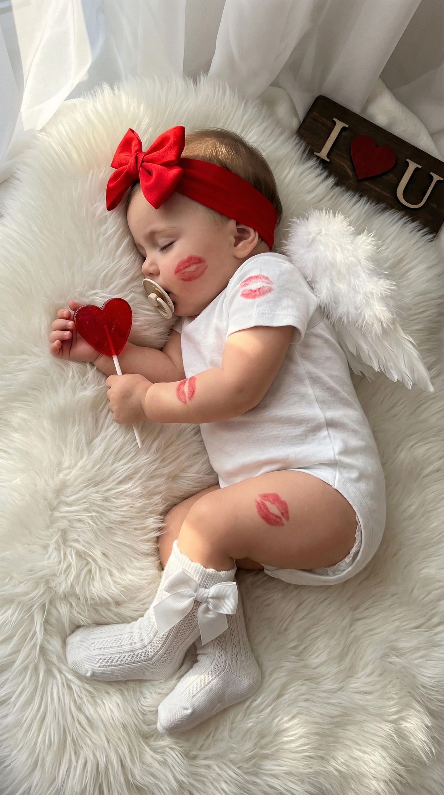 Sleeping Angel Baby with Kisses | پرامپت تصویر هوش مصنوعی