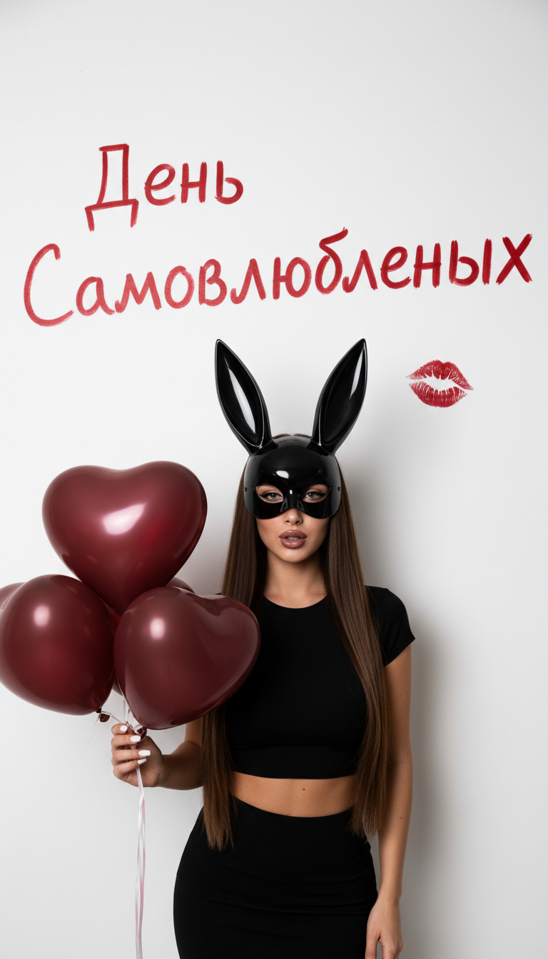 Bunny Mask Girl with Heart Balloons | پرامپت تصویر هوش مصنوعی