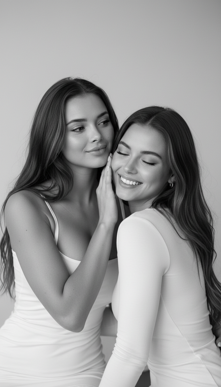 Tender Embrace Black and White | پرامپت تصویر هوش مصنوعی