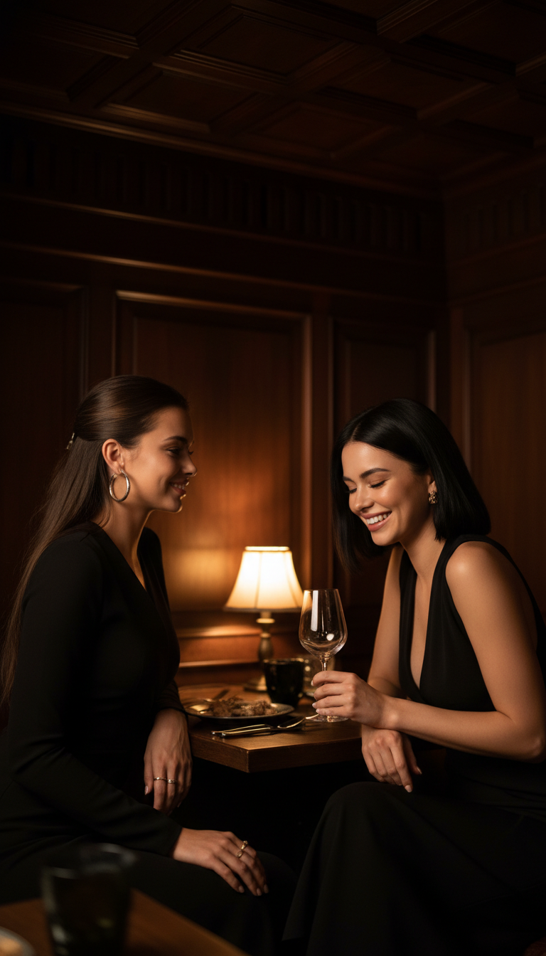 Elegant Ladies Wine and Dine | پرامپت تصویر هوش مصنوعی