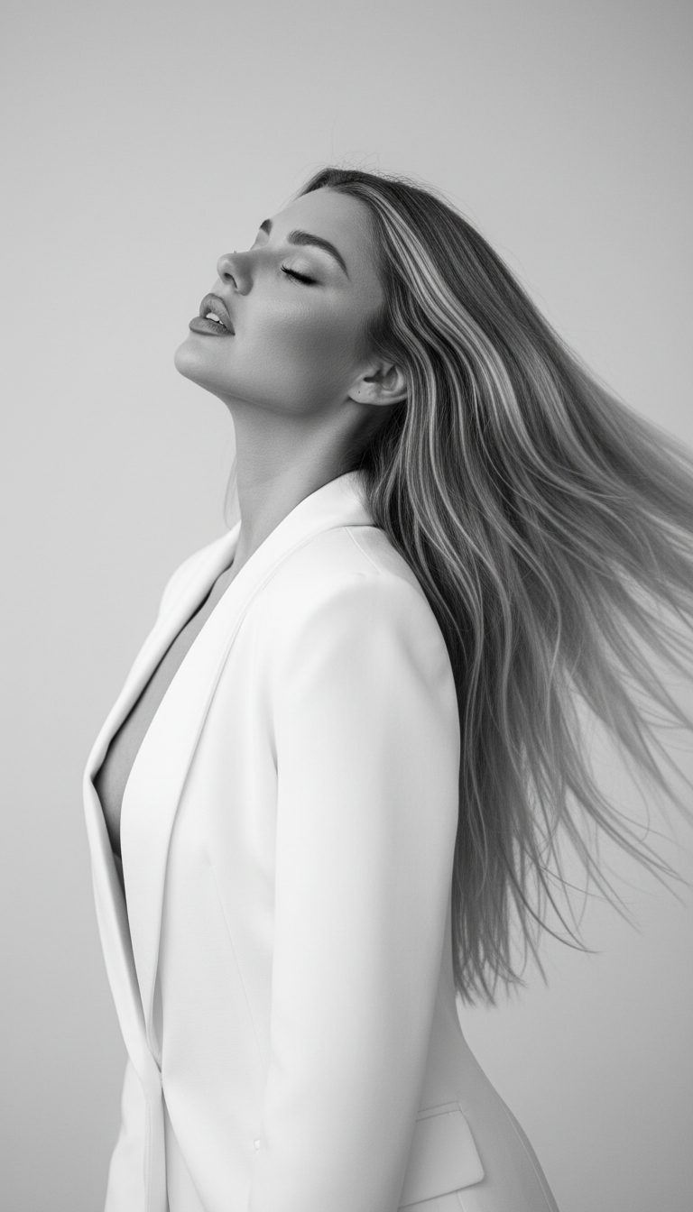 Graceful Woman in White Blazer | پرامپت تصویر هوش مصنوعی