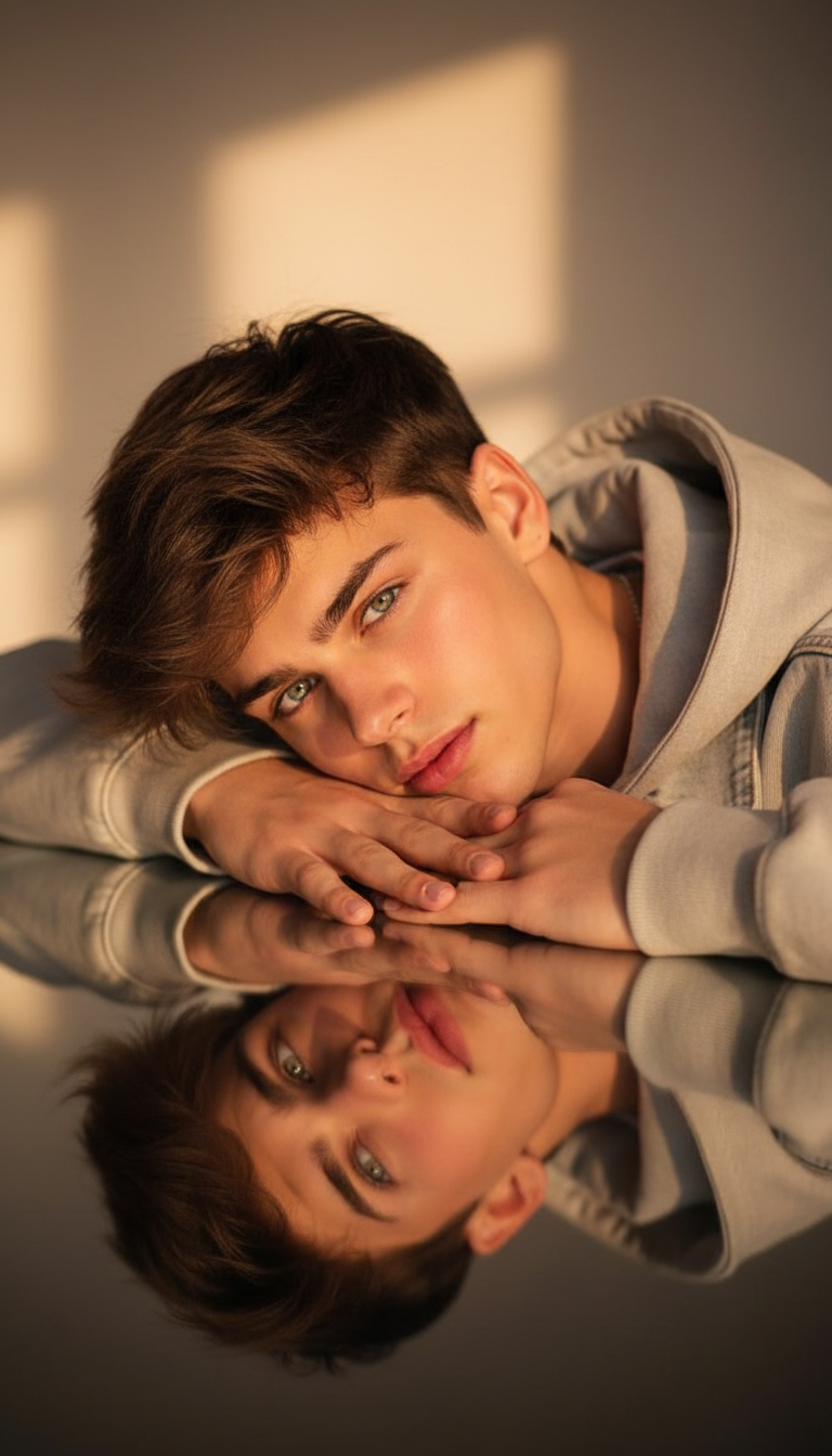 Reflective Boy in Peaceful Solitude | پرامپت تصویر هوش مصنوعی