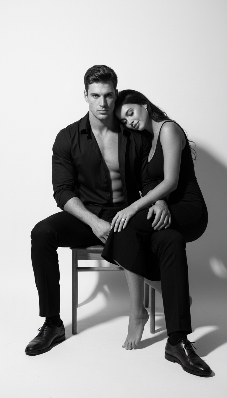 Intimate Monochrome Lovers Portrait | پرامپت تصویر هوش مصنوعی