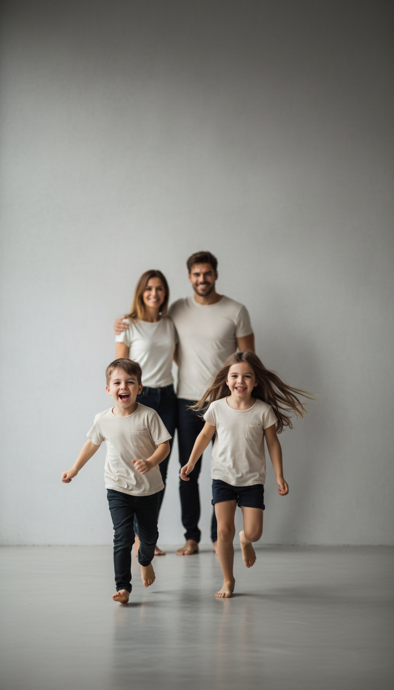 Children Running, Parents Watching Behind | پرامپت تصویر هوش مصنوعی
