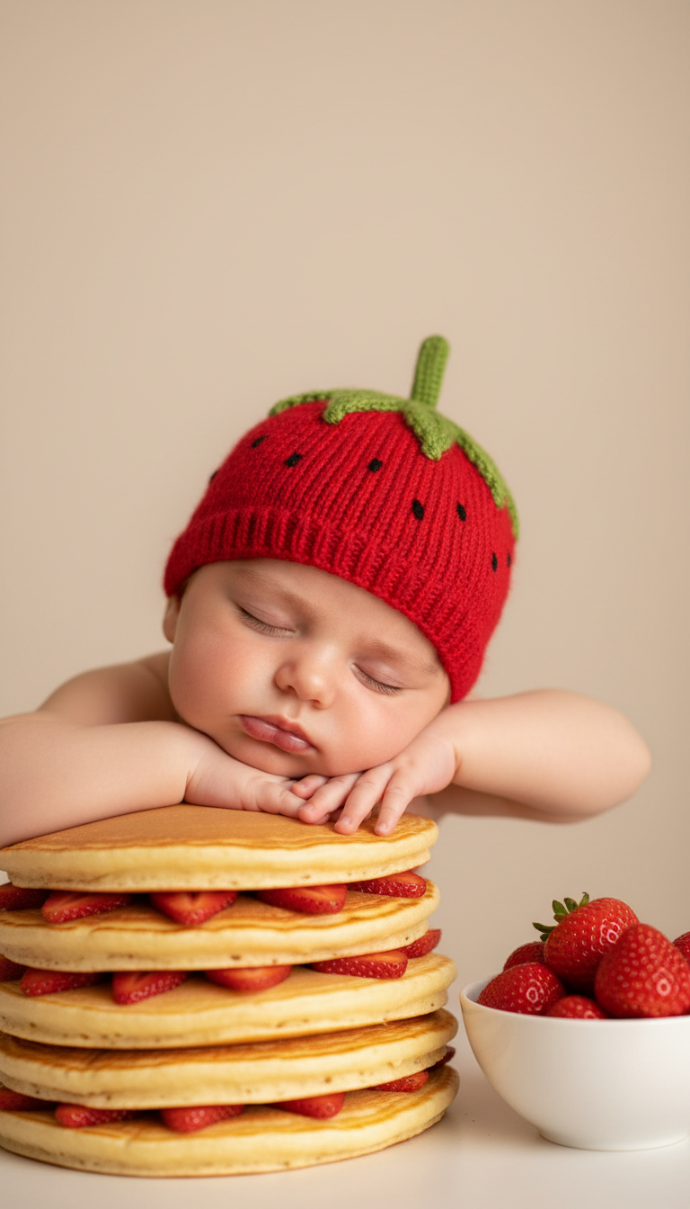Baby Napping on Strawberry Pancakes | پرامپت تصویر هوش مصنوعی