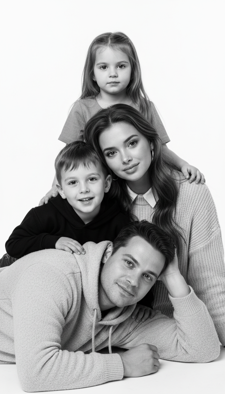 Intimate Family Portrait Stacked Composition | پرامپت تصویر هوش مصنوعی