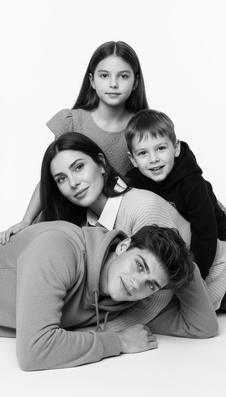 Playful Family Portrait Stack | پرامپت تصویر هوش مصنوعی