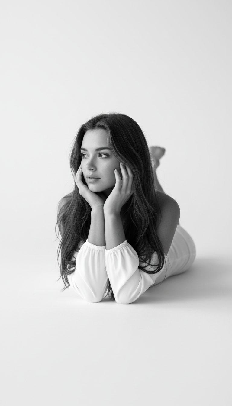 Dreaming Woman in Monochrome Serenity | پرامپت تصویر هوش مصنوعی