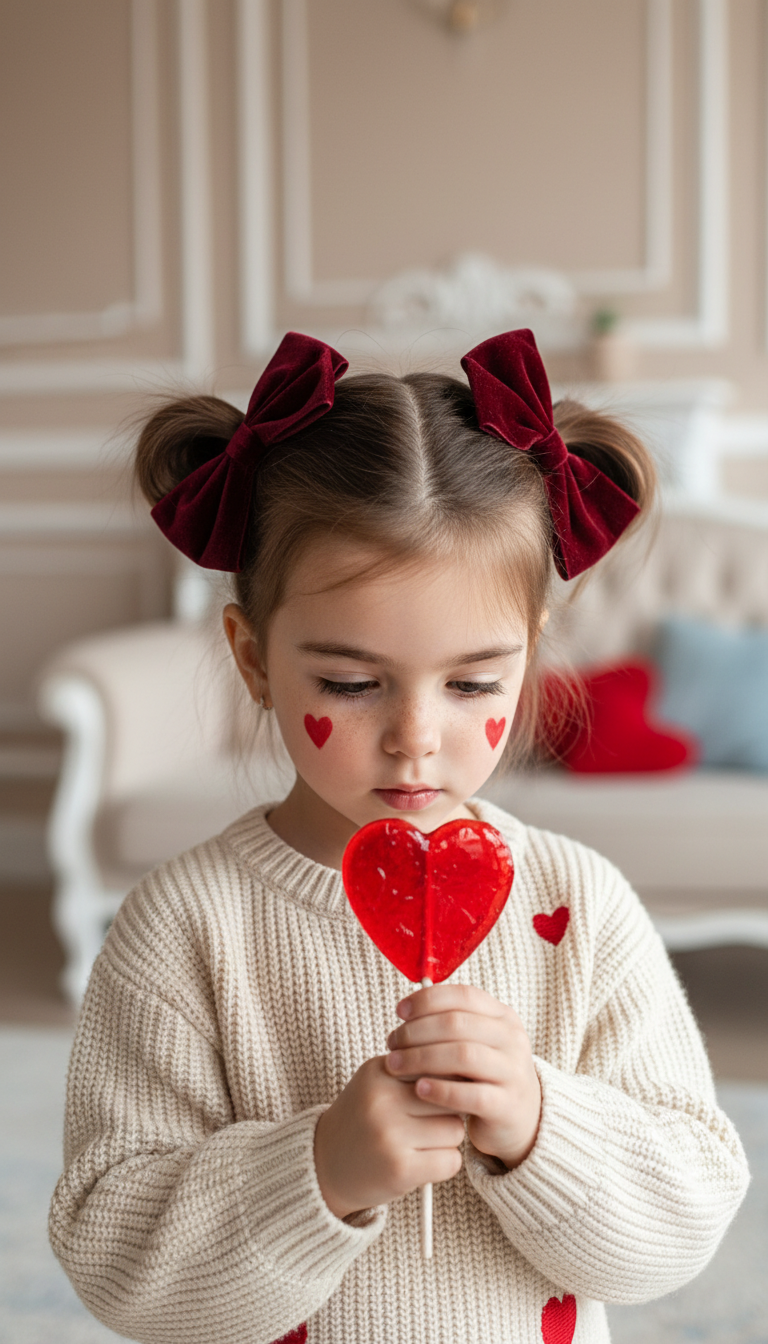 Little Girl's Valentine Lollipop Moment | پرامپت تصویر هوش مصنوعی