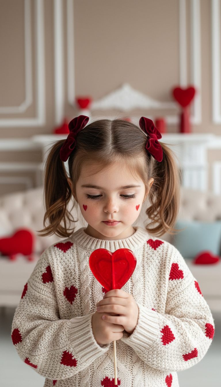 Little Girl's Valentine Candy Portrait | پرامپت تصویر هوش مصنوعی