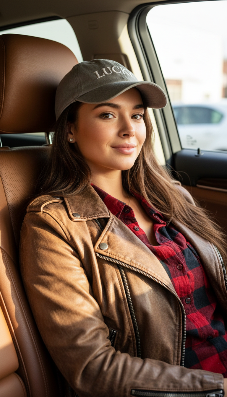 Playful Girl Relaxing in Car | پرامپت تصویر هوش مصنوعی
