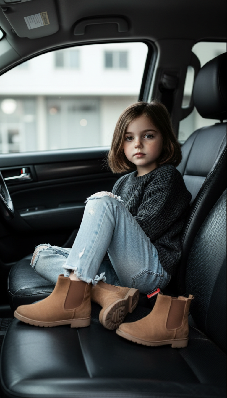 Urban Girl in Leather Backseat | پرامپت تصویر هوش مصنوعی