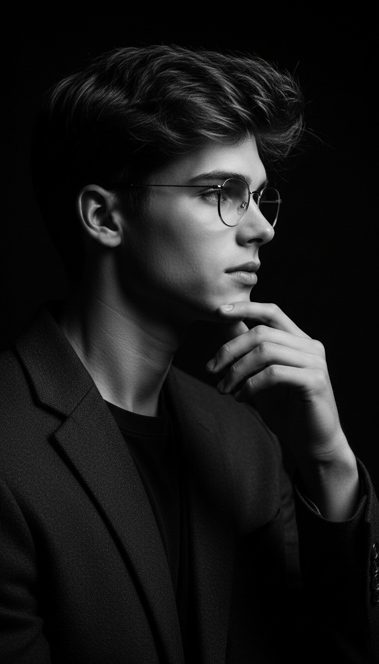 Contemplative Man Profile in Shadow | پرامپت تصویر هوش مصنوعی