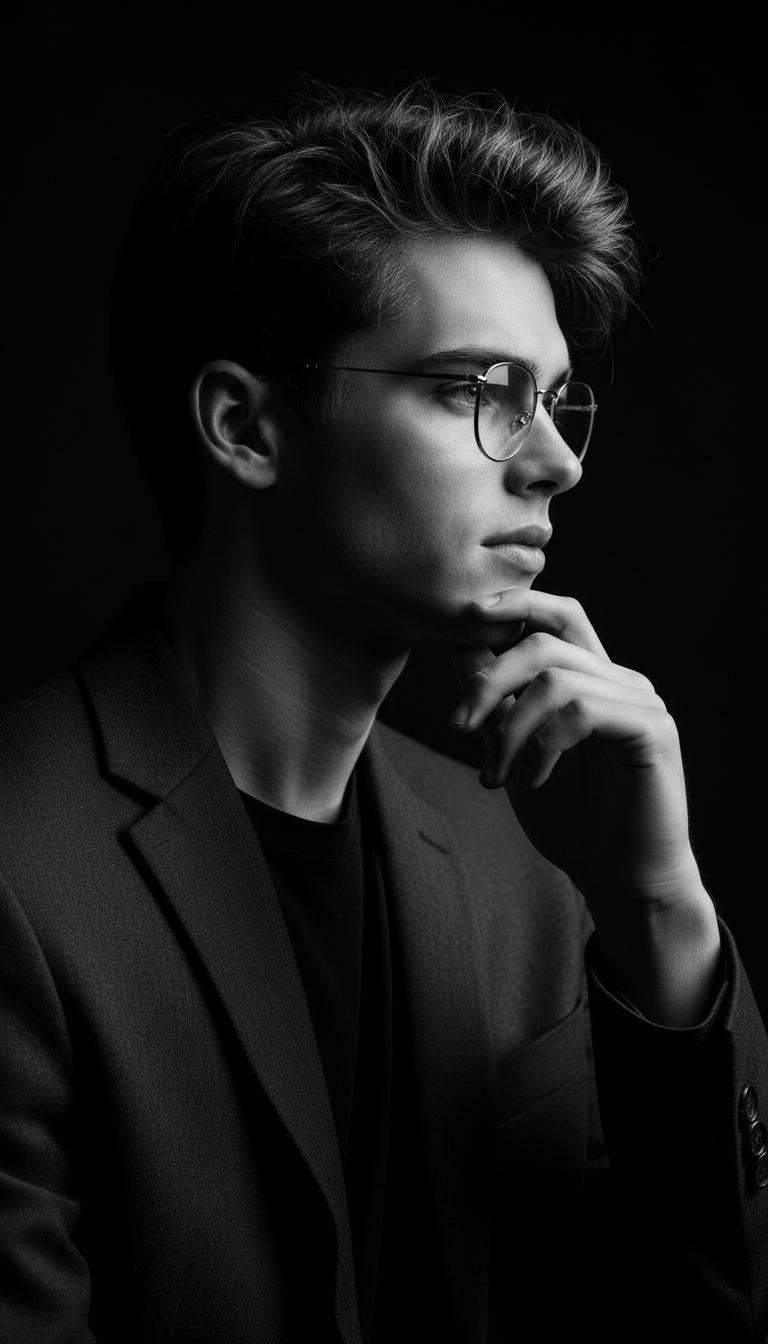 Contemplative Man in Dramatic Light | پرامپت تصویر هوش مصنوعی