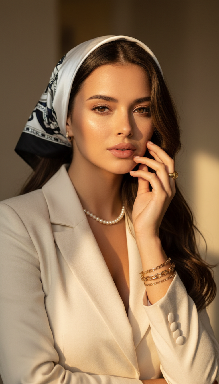 Elegant Woman in Pearl Necklace | پرامپت تصویر هوش مصنوعی