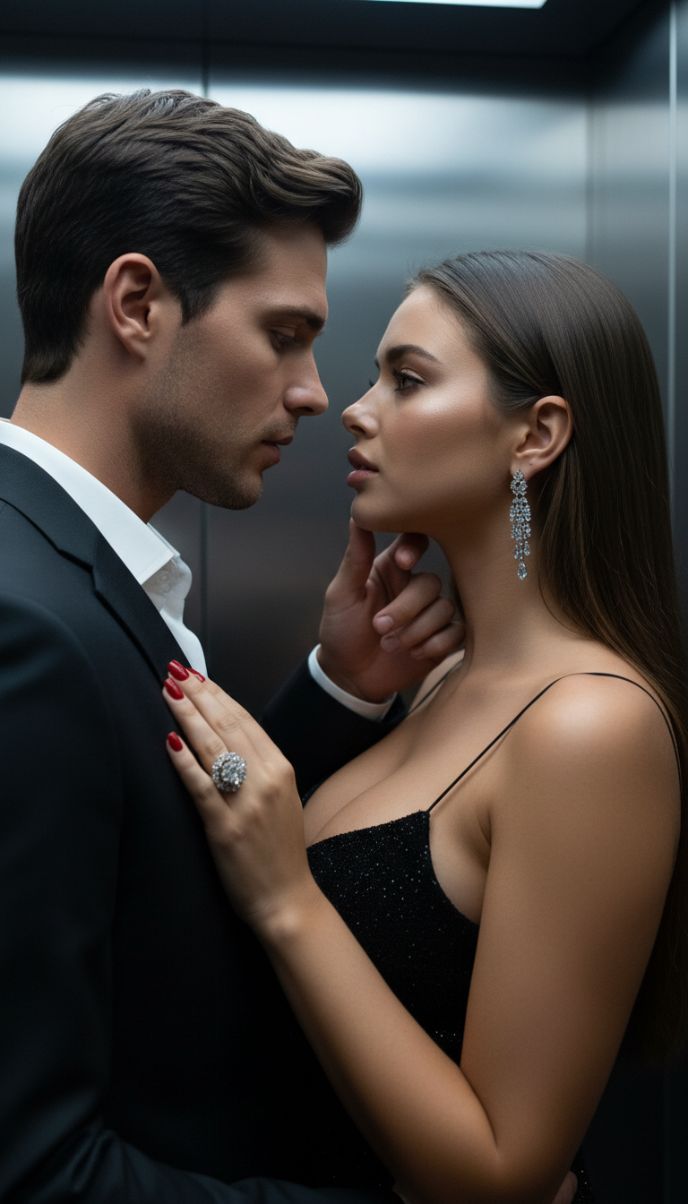 Intimate Elevator Romance Portrait | پرامپت تصویر هوش مصنوعی