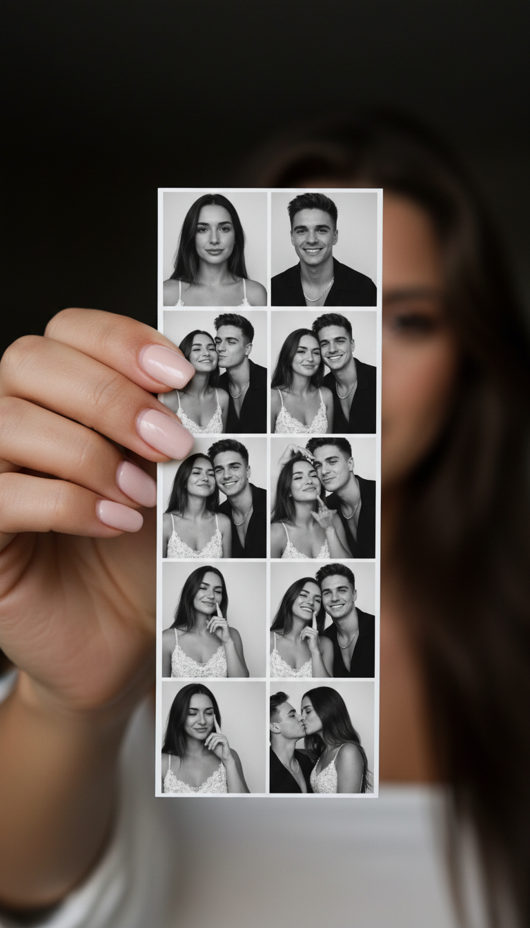 Romantic Photo Strip Love Story | پرامپت تصویر هوش مصنوعی