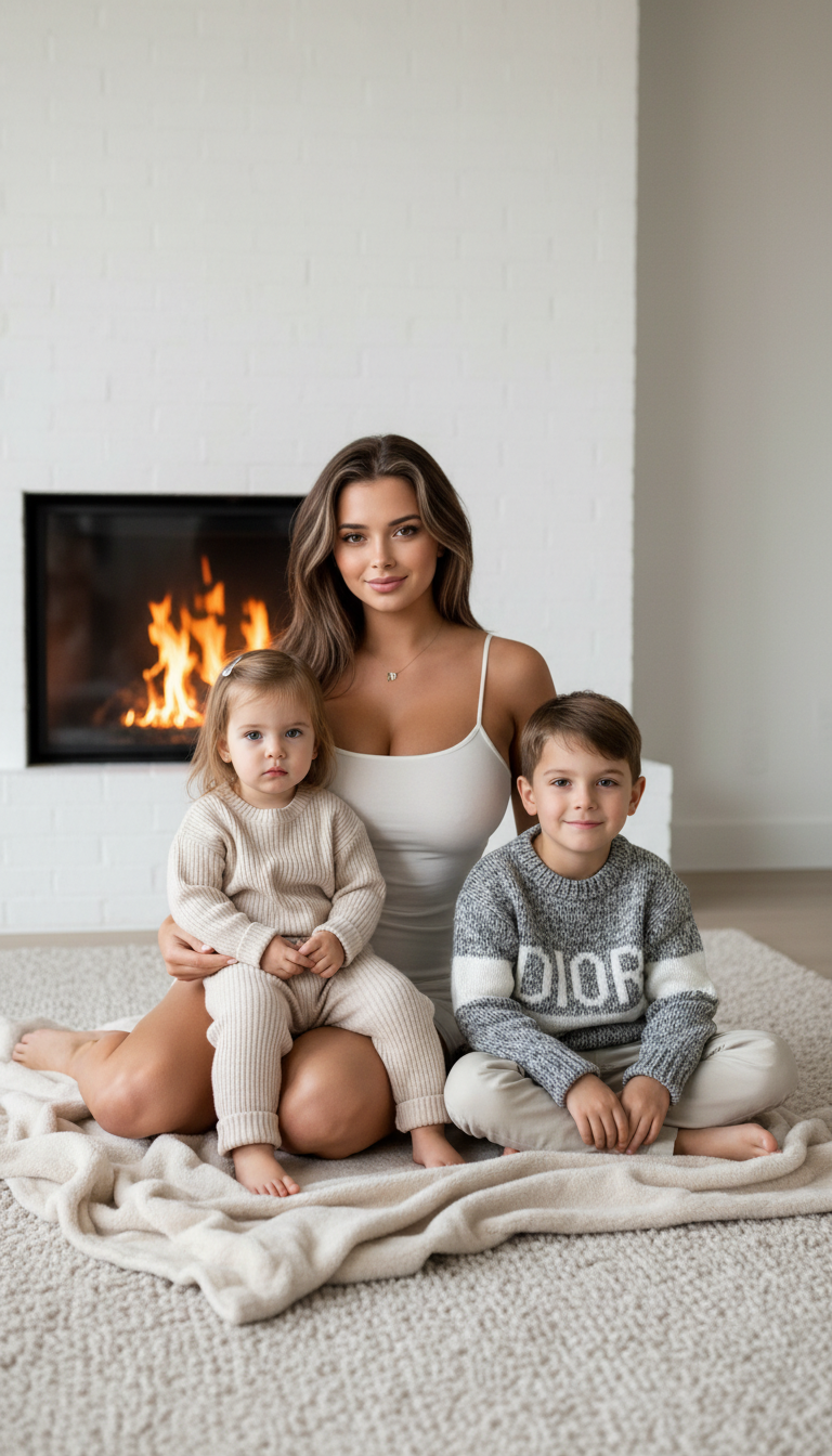 Cozy Family Moment by Firelight | پرامپت تصویر هوش مصنوعی