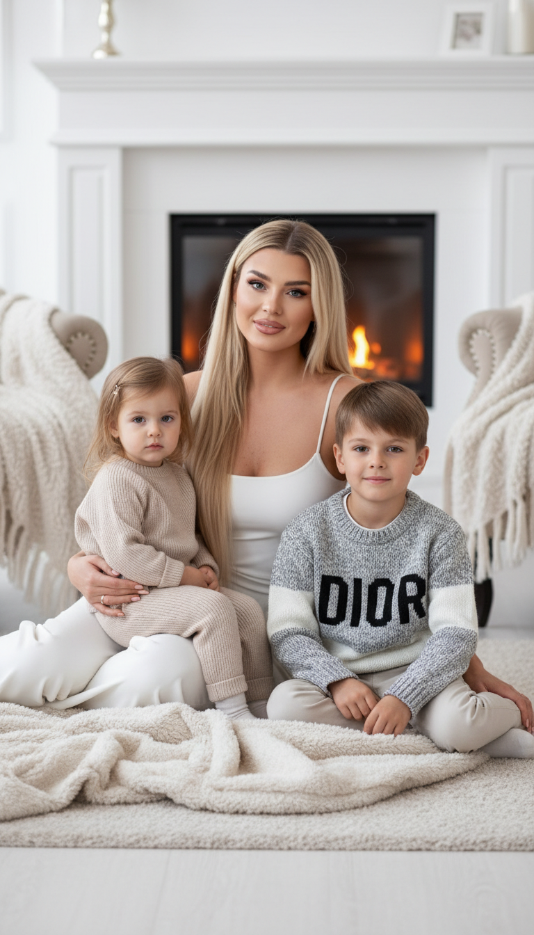 Cozy Family Moment by Fireplace | پرامپت تصویر هوش مصنوعی