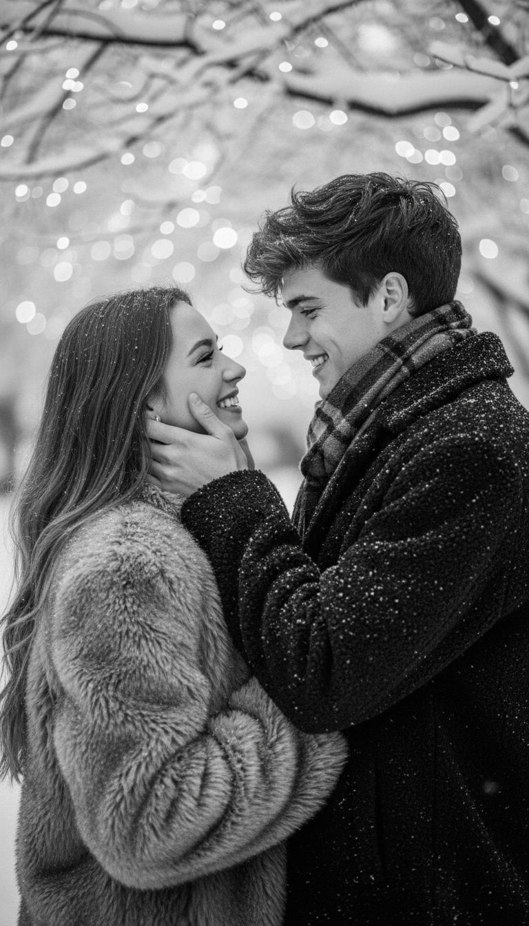 Winter Romance in Snowy Twilight | پرامپت تصویر هوش مصنوعی
