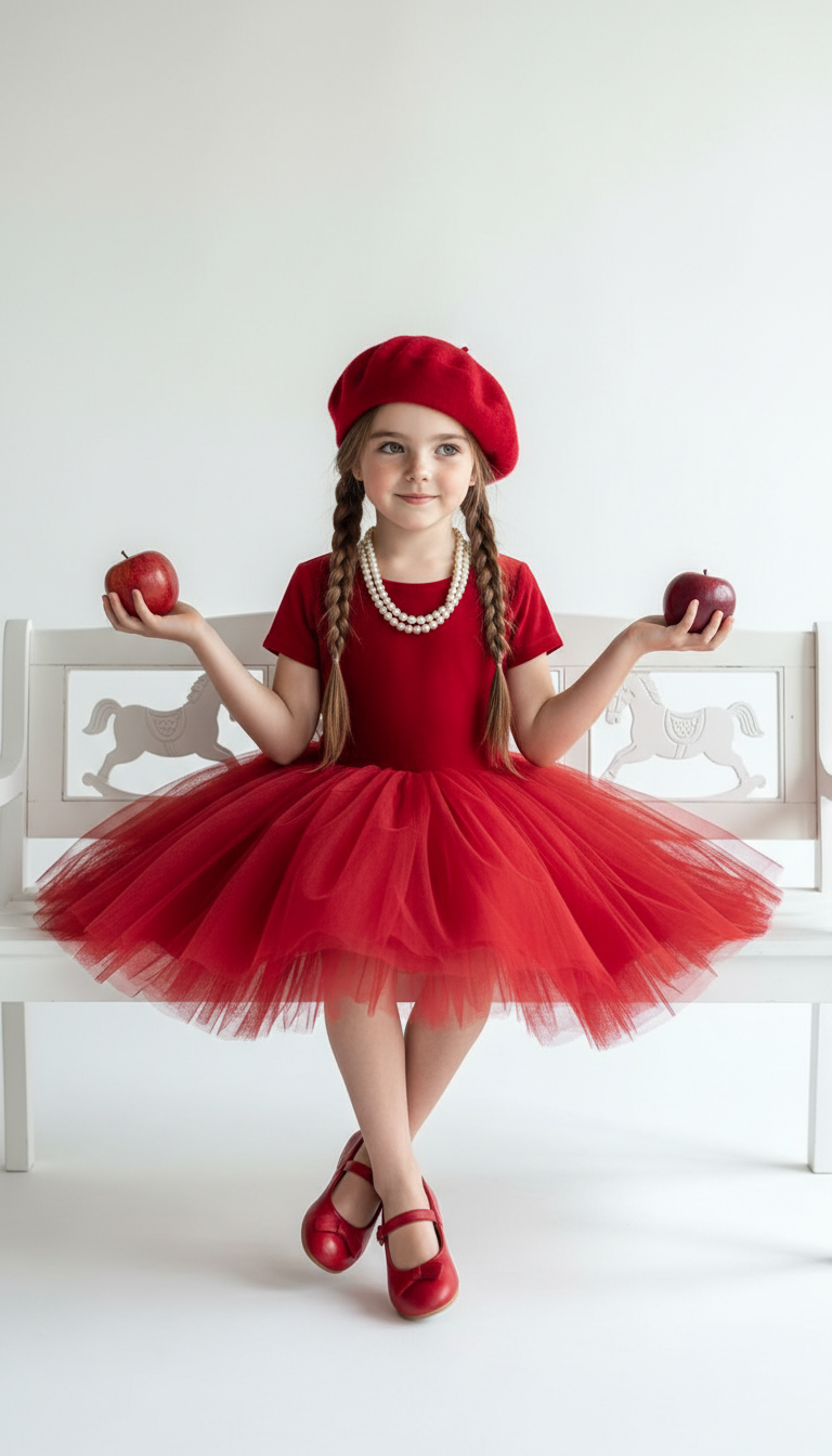 Ballerina Girl with Red Apples | پرامپت تصویر هوش مصنوعی