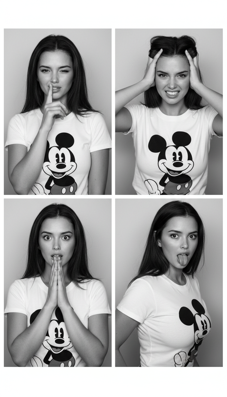 Playful Photobooth Expressions in Black-White | پرامپت تصویر هوش مصنوعی