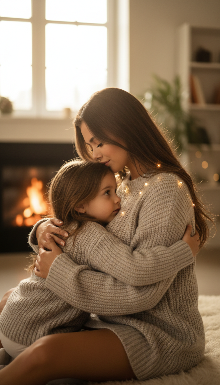 Mother Daughter Winter Embrace | پرامپت تصویر هوش مصنوعی