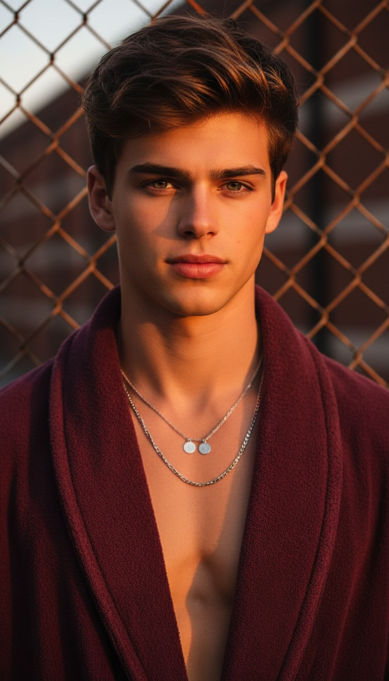 Golden Hour Portrait in Burgundy | پرامپت تصویر هوش مصنوعی