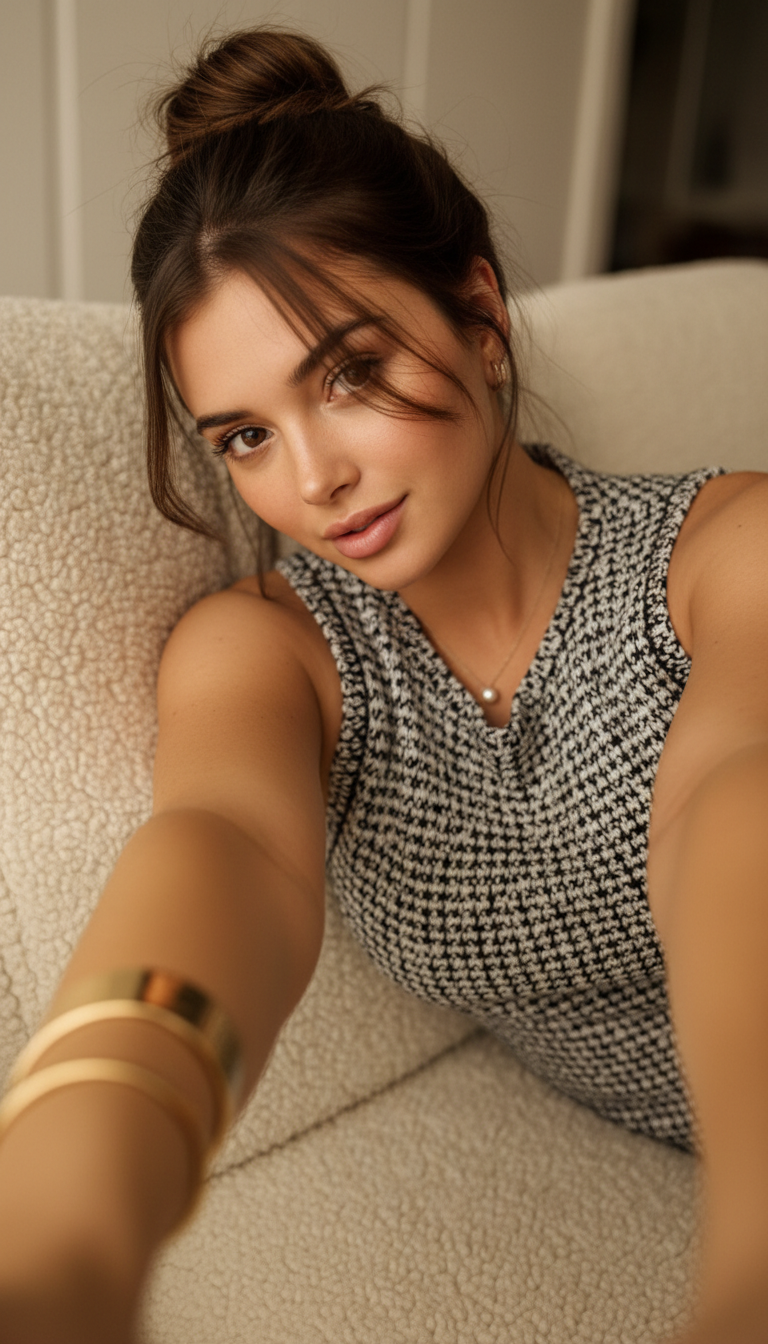 Cozy Evening Selfie Portrait | پرامپت تصویر هوش مصنوعی