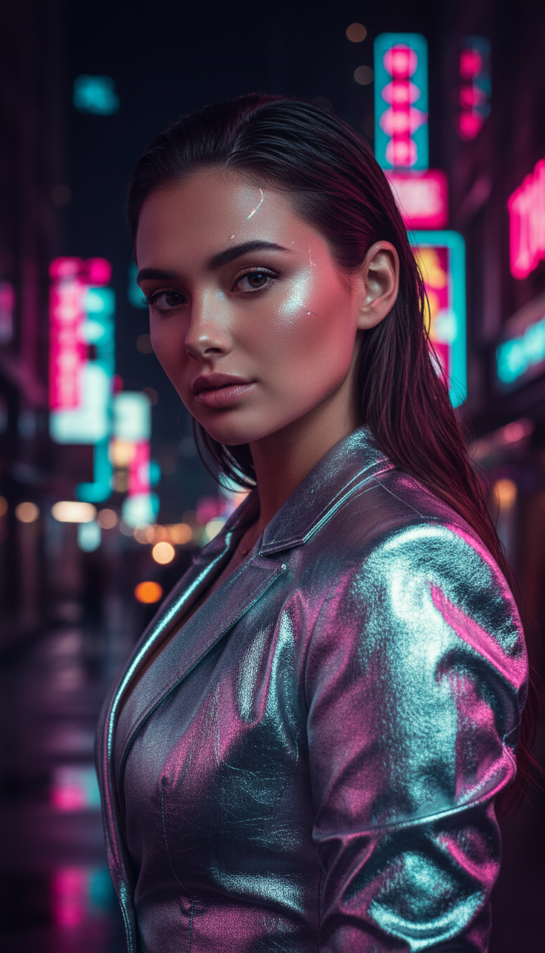 Neon Nights Fashion Portrait | پرامپت تصویر هوش مصنوعی
