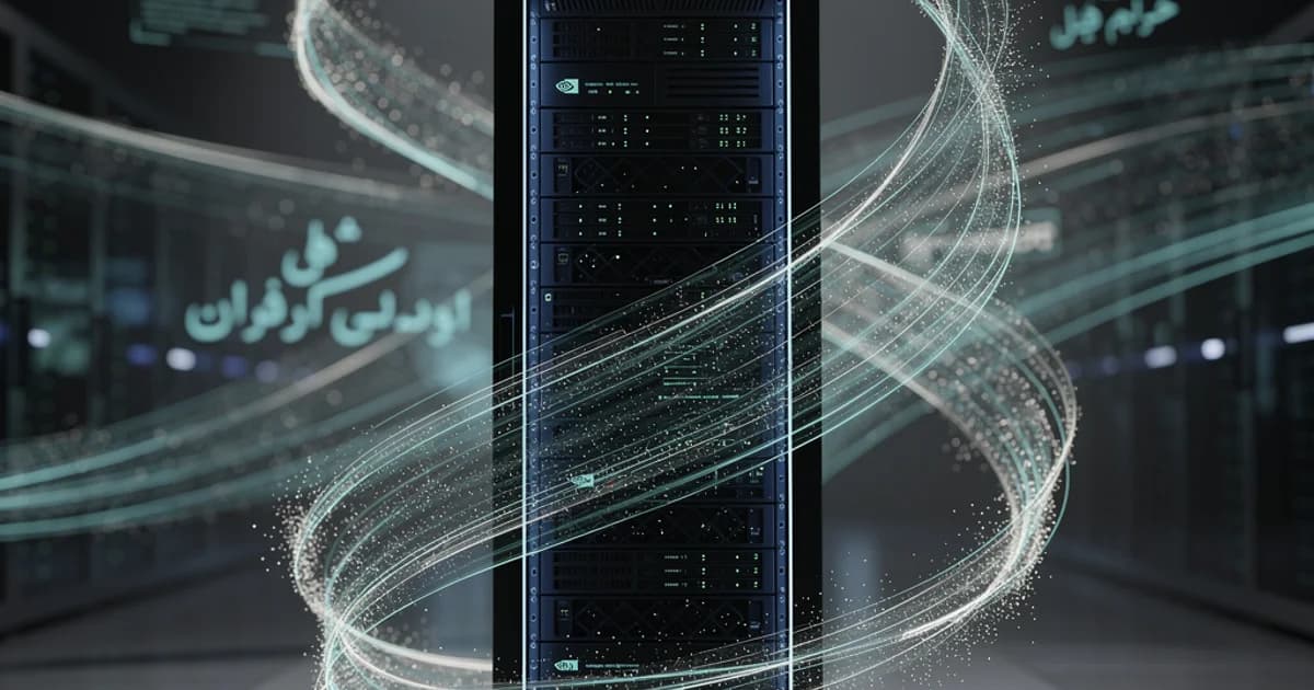 تصویری مفهومی از مدل هوش مصنوعی Nemotron 3 Embed انویدیا، با نمادهایی از بازیابی اطلاعات و پردازش پیشرفته دادهها.