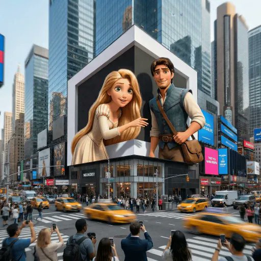 {
  "scene": {
    "location": "[Location: Busy Western metropolitan intersection, inspired by New York Times Square]",

