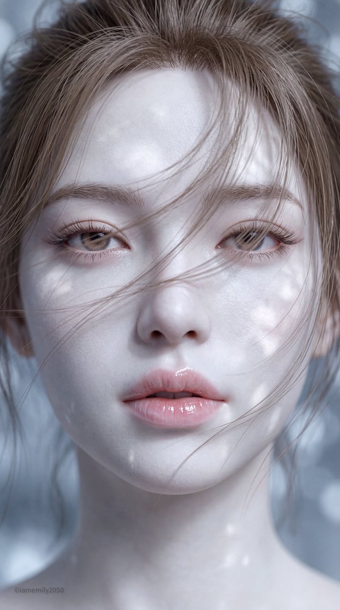 {
  "intent": {
    "summary": "An extreme close-up of an Eastern female face in a 3D thick-painting style, emphasizing 