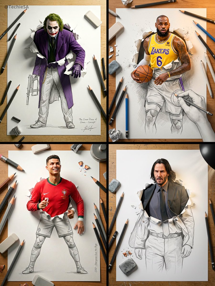 A stunning [Hero Subject: Trompe L’oeil] 3D composition, where the subject—using an uploaded face as reference—appears t