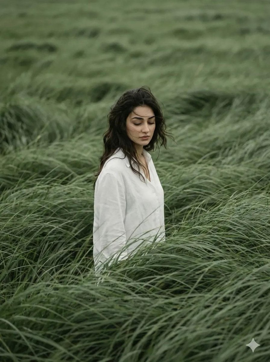 Create a 3:4 cinematic, atmospheric editorial portrait using the attached photo as the exact face and identity reference