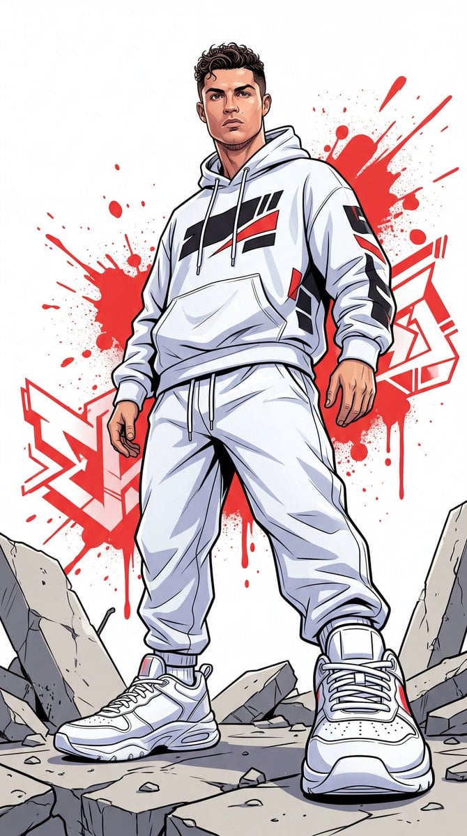 A dynamic full-body urban illustration of a man (use the exact face from the provided reference image, ensuring high fac
