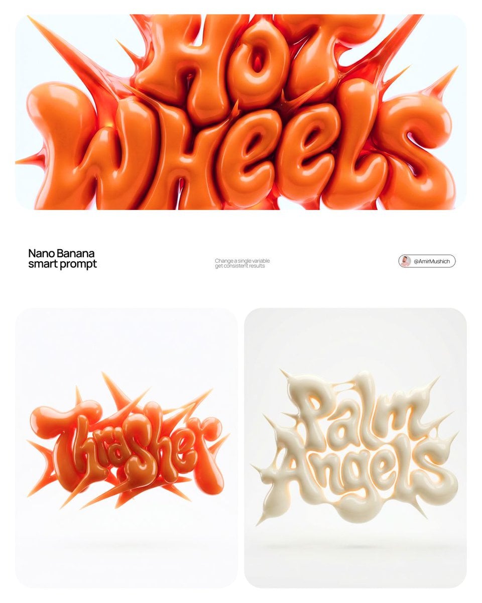 [BRAND NAME] | [COLOR]

Act as a 3D Type Designer and CGI Artist working at the intersection of streetwear culture, Y2K 