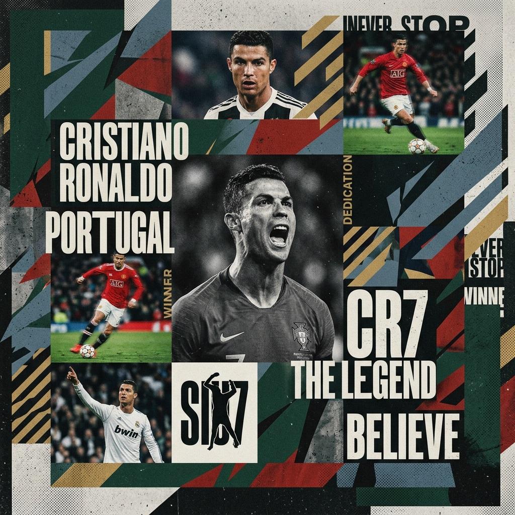 Create a digital modern maximalism style sports collage of [TEAm Name] [Player name] visuals with grainy textures, abstr