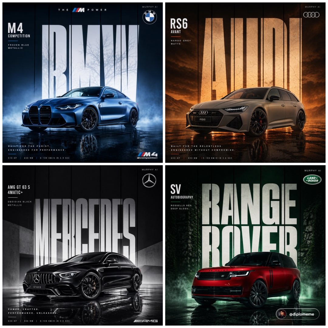 Cinematic automotive billboard poster, [CAR MODEL + VARIANT] in [PAINT COLOR + FINISH], parked center-frame, dominant st