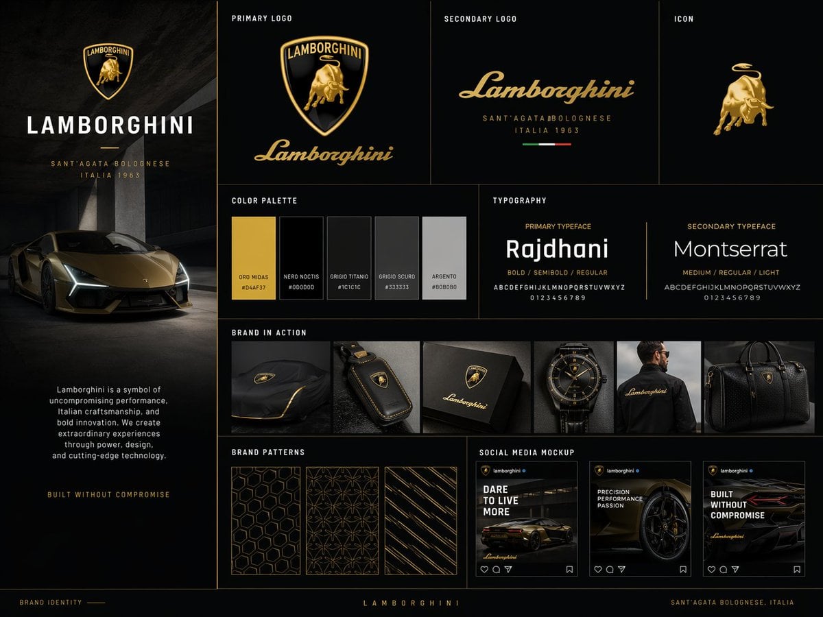Create a premium brand kit board for [BRAND NAME], presented like a professional branding studio slide. Show the existin