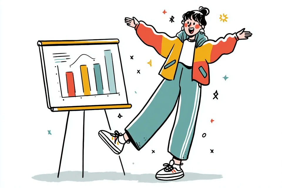 A simple illustration of a [subject] in [outfit], [doing action], with a [facial expression] expression, in the style of