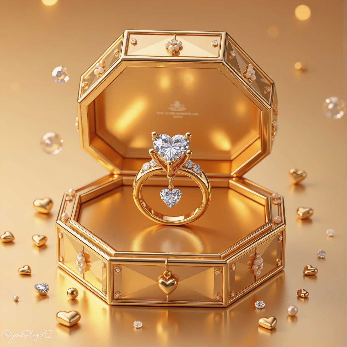 Create a hyper-realistic luxury product photography scene featuring [LUXURY OBJECT] displayed inside an open [PRESENTATI